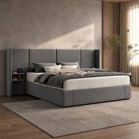 STILVORA Ottoman Bed 5ft King with 2 Bedside Tables, USB & Sockets in Grey