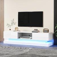STILVORA TV Stand 160 cm with LED Lights & 2 Drawers in White