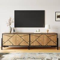 STILVORA TV Stand with 4 Doors & Cable Management Rustic Brown in Dark Brown