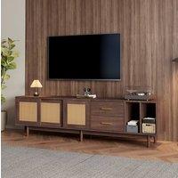 STILVORA TV Stand with 2 Drawers & Sliding Doors, 190 cm in Brown