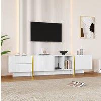 STILVORA TV Stand for TVs up to 85 inches with Storage in White