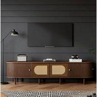 STILVORA TV Stand 180 cm with 2 Doors & 2 Sliding Doors in Brown