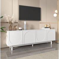 STILVORA TV Cabinet with 4 Doors & Adjustable Shelves in White