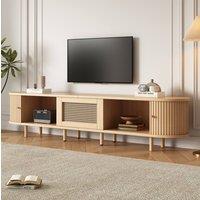 STILVORA TV Stand with 1 Drawer & 2 Sliding Doors, Wood in Brown
