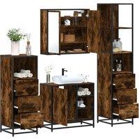 Berkfield Home 4 Piece Bathroom Furniture Set Smoked Oak Engineered Wood in Brown