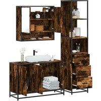 Berkfield Home 3 Piece Bathroom Furniture Set Smoked Oak Engineered Wood in Brown