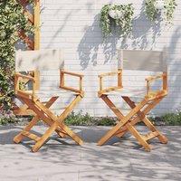 Berkfield Home Folding Director Chairs 2 pcs Cream White Fabric in Cream