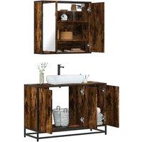 Berkfield Home 2 Piece Bathroom Furniture Set Smoked Oak Engineered Wood in Brown