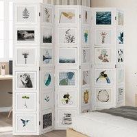 Berkfield Home Room Divider 6 Panels White Solid Wood Paulownia