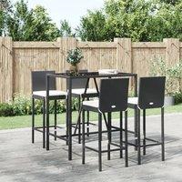 Berkfield Home 5 Piece Garden Bar Set with Cushions Black Poly Rattan