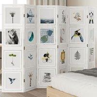 Berkfield Home Room Divider 6 Panels White Solid Wood Paulownia