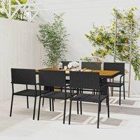 Berkfield Home 7 Piece Outdoor Dining Set Poly Rattan Black