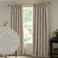 Morris & Co Pimpernel Jacquard Fully Lined Pencil Pleat Curtains in Cream | Size: 117 cm width x 183 cm drop