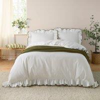 Wylder Blousey Ruffle 100% Cotton Duvet Cover Set in Olive | Size: Double