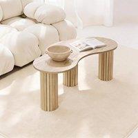 OHS Madison Ribbed Irregular Coffee Table Engineered Wood Living Room in Light Oak