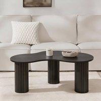 OHS Madison Ribbed Irregular Coffee Table Engineered Wood Living Room in Black