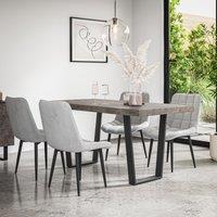 More4Homes Aria Dining Table & Chairs - Concrete Effect Table Top w Black Legs + Nova Velvet Dining Chair Set Of 4 in Grey
