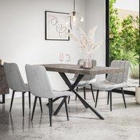 More4Homes Donni Dining Table & Chairs - Concrete Effect Table Top w Black Legs + Nova Velvet Dining Chair Set Of 4 in Grey
