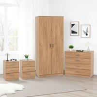 Seconique Dakotia 2 Door Wardrobe Bedroom Set in Light Oak