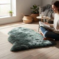 Infinity Leather Soft Real Sheepskin Natural Wool Single Rug - Single in Green | Size: 90 cm x 60 cm