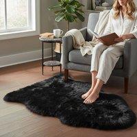 Infinity Leather Soft Real Sheepskin Natural Wool Single Rug - Single in Black | Size: 90 cm x 60 cm