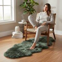 Infinity Leather Real Sheepskin Large Natural Wool Rug - Double in Green | Size: 180 cm x 60 cm