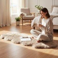 Infinity Leather Real Sheepskin Large Natural Wool Rug - Double in Taupe | Size: 180 cm x 60 cm