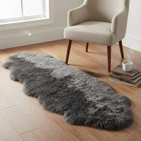 Infinity Leather Real Sheepskin Large Natural Wool Rug - Double in Dark Grey | Size: 180 cm x 60 cm
