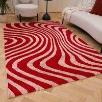 THE RUGS Joli Striped Soft & Dense Pile Living Room & Bedroom Rug in Pink | Size: 120 cm x 170 cm