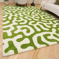 THE RUGS Joli Abstract Pattern Soft & Dense Pile Living Room & Bedroom Rug in Green | Size: 200 cm x 290 cm