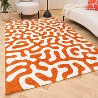 THE RUGS Joli Abstract Pattern Soft & Dense Pile Living Room & Bedroom Rug in Orange | Size: 120 cm x 170 cm