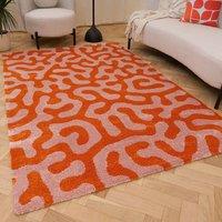 THE RUGS Joli Abstract Pattern Soft & Dense Pile Living Room & Bedroom Rug in Burnt Orange | Size: 160 cm x 230 cm