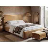 Solace+Co Ember Ottoman Bed Sand Velvet in Gold | Size: Double