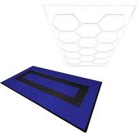 Monstershop Hexagon LED Light & Vented Garage Floor Tiles With Edges - 90 Blue &