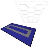 Monstershop Hexagon LED Light & Vented Garage Floor Tiles With Edges - 90 Blue &