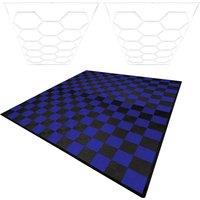 Monstershop Hexagon LED Lights x 2 & Vented Garage Floor Tiles With Edges - 120 in Black