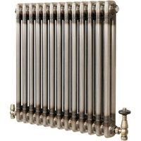 Monstershop Traditional 2 Column Radiator & Valves - 600 x 605mm - Raw Metal in Silver