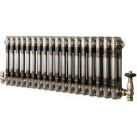 Monstershop Traditional 2 Column Radiator & Valves - 600 x 830mm - Raw Metal in Silver