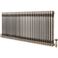 Monstershop Traditional 2 Column Radiator & Valves - 600 x 1460mm - Raw Metal in Silver