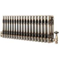 Monstershop Traditional 3 Column Radiator & Valves - 300mm x 830mm - Raw Metal in Silver