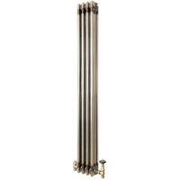 Monstershop Traditional 3 Column Radiator & Valves - 1500mm x 200mm - Raw Metal in Silver