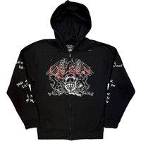 Queen Logo & Crest Outline Zipped Hoodie in Grey | Size: Small
