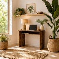 Wyld Haus Nonoel 90cm Wood Effect Box Style Work Desk with Shelving in Natural