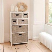 Statement Furniture Tetbury 6 Drawer Storage Unit- White with Whitewash Seagrass Baskets