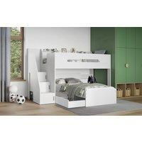 Flair Stepaside Staircase L Shaped Bunk Bed in White | Size: Single