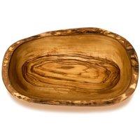 Verano Spanish Ceramics Olive Wood Natural Grained Rustic Handmade Oval Bowl Medium L 29-31cm