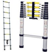 Alivio 2.6M Heavy-Duty Telescopic Aluminium Extension Ladder with Safety Lock & Non-Slip Feet 150kg in Silver