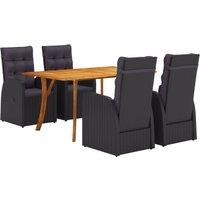 Berkfield Home 7 Piece Garden Dining Set Black Poly Rattan in Brown