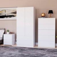 HD Designs Denver Bedroom Set (2 Dr Bedside, 5 Dr Chest, Wardrobe) in White