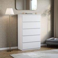 HD Designs Denver 5 Drawer Chest of Drawers Storage in White